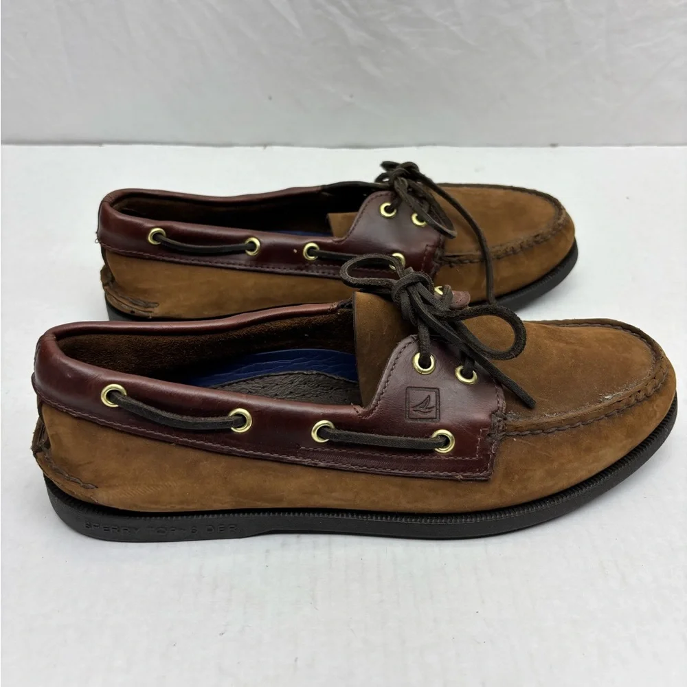Sperry Men's Brown Suede Boat Shoes - Classic Lace-Up, SZ 9.5 W, box 17
